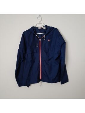 Free Spirit Vintage Nylon Windbreaker Navy Blue Red White L XL